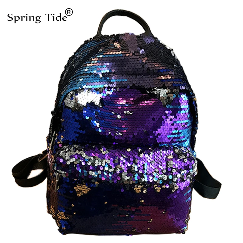 Women's Glitter Backpack Women Sequins Backpacks Teenage Girls Bling