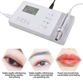 Tattoo Machine Kit Digital Permanent Makeup Tattoo device kit Professional Siwss Motor Tattoo Power Supply for Eyebrow Lip professional top end eyebrow lip eyeline permanent makeup tattoo machine pen kit digital power supply needles for body art