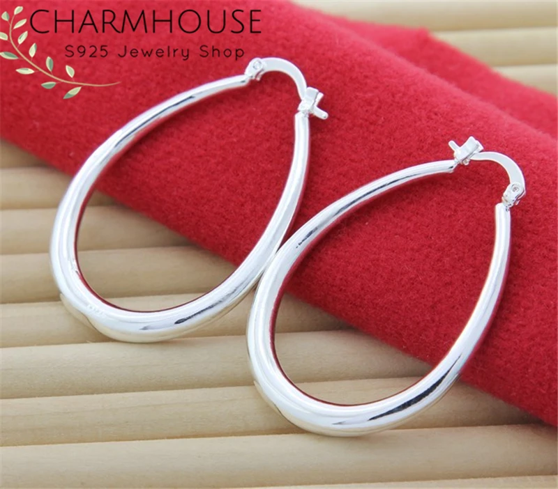 

Solid Silver 925 Hoop Earrings for Women U Shape Wedding Earing Brincos Femme Pendientes Gifts For Party Jewelry Wholesale