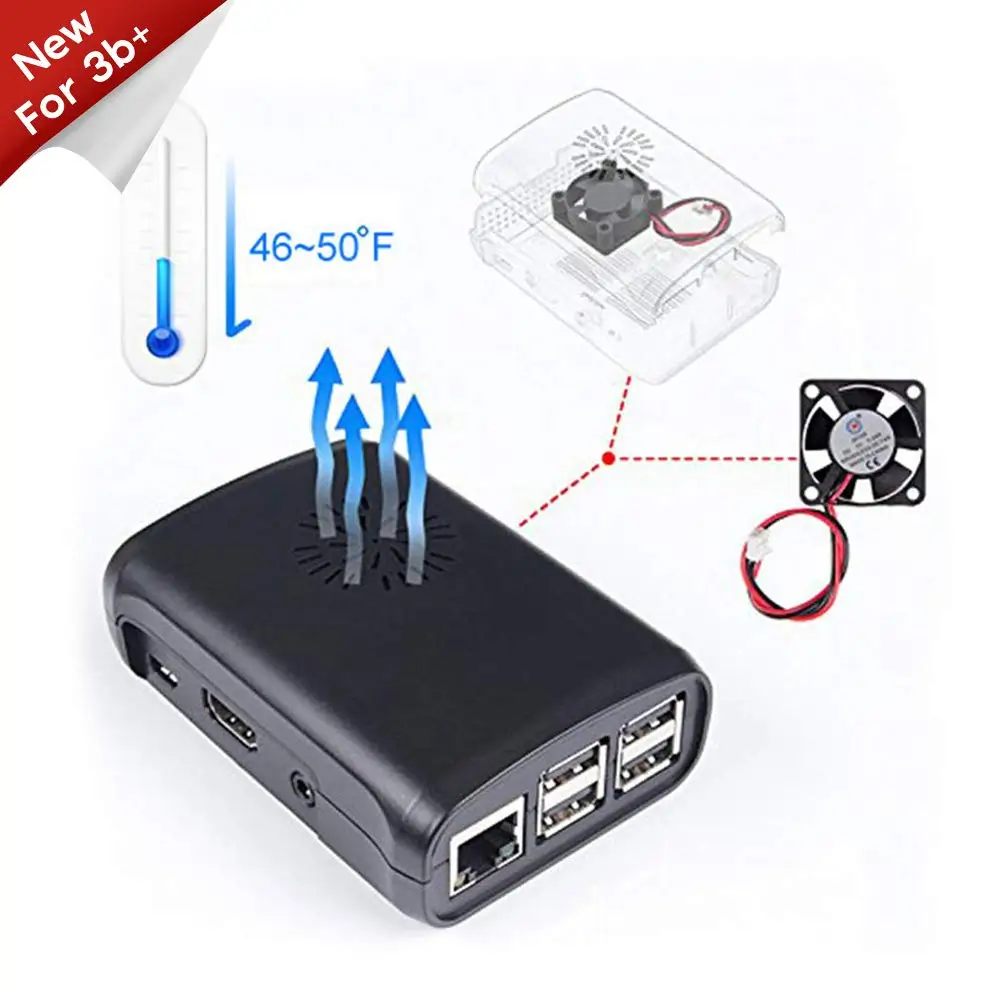 Чехол SunFounder для Raspberry Pi 3B + 2 Model B и 1 с внешним вентилятором|raspberry pi 1|abs blackabs case |