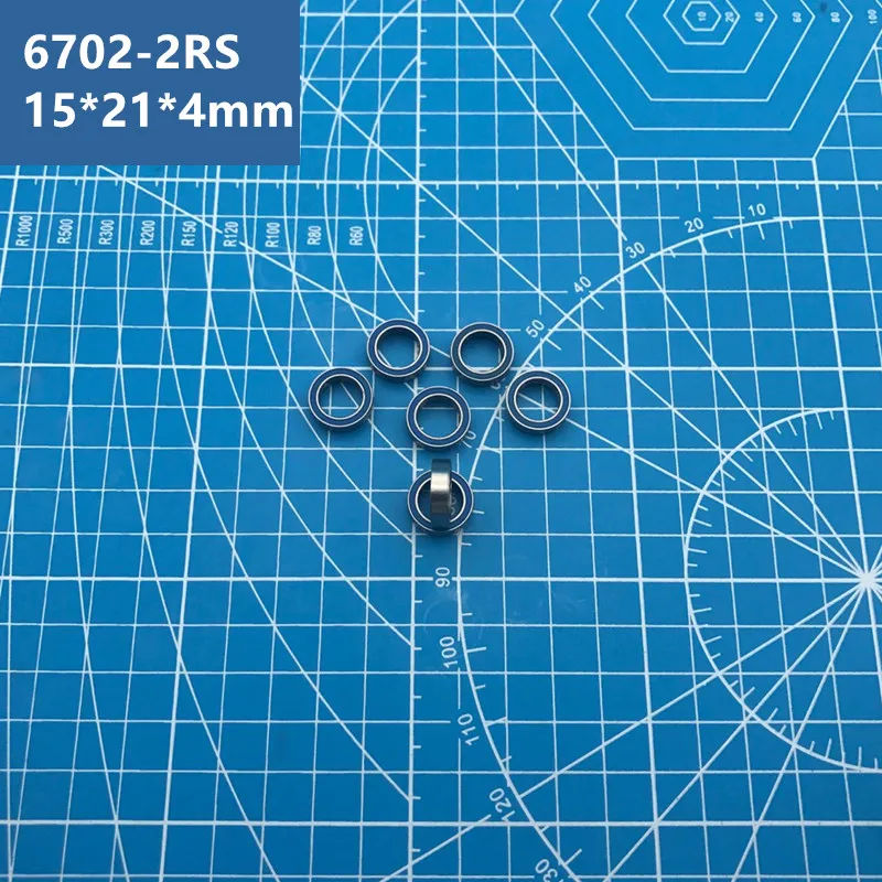Free Shipping 10pcs 6702RS The high quality of Blue sealed ultra-thin section deep groove ball bearing 6702-2RS 15*21*4 mm 6702 |