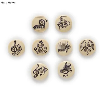 

50pcs 2 Hole Note Mixed Round Wood Buttons Home Clothing Decor Sewing Scrapbooking 15mm