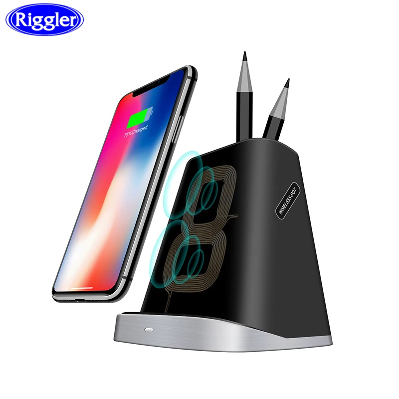 

Brush Pot Fast Charging Holder Riggler Qi Wireless Charger Stand for Huawei Mate20Pro Iphone XS XR X 8 8 Plus Wireless Charging