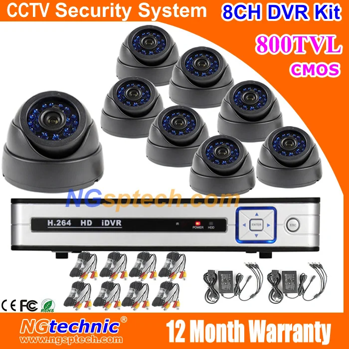 

CCTV Security Standalone Network H.264 Internet View 8CH DVR Digital Video Recorder ir night vision Surveillance camera system
