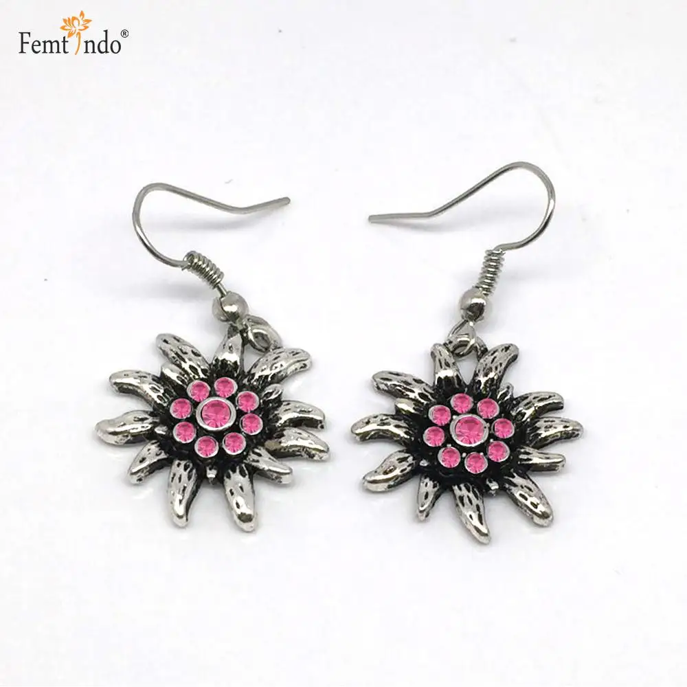 Schmuckset aretes anillo Edelweiss Oktoberfest Trachten joyas