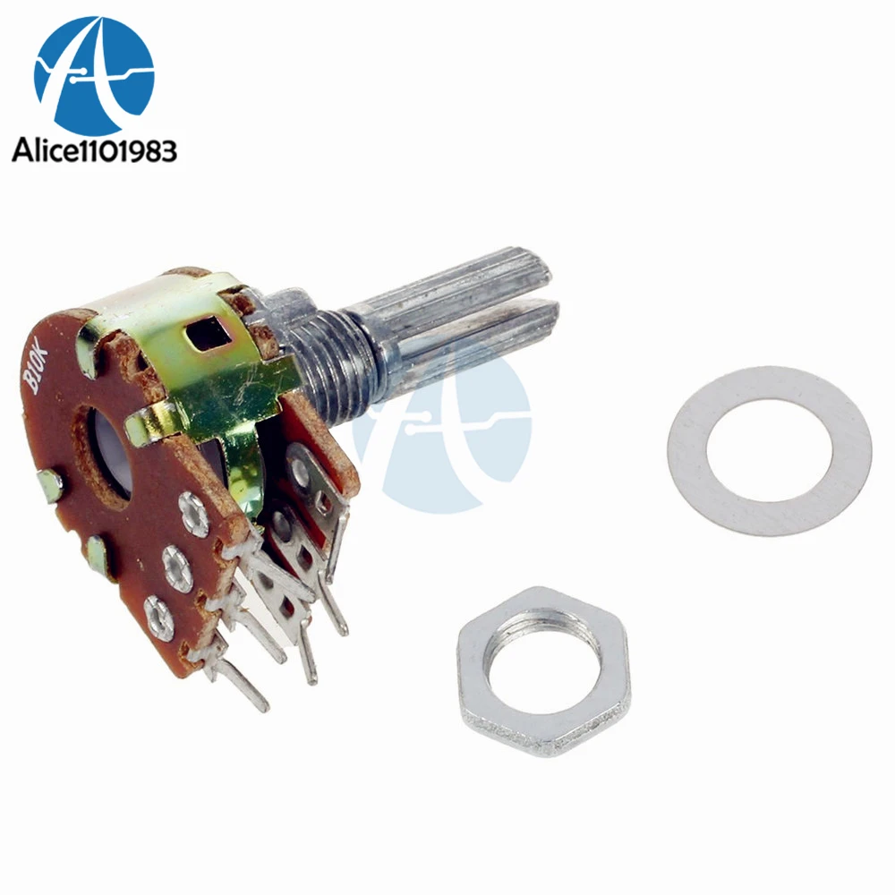 Potenziometro B10K 10K Ohm Potenziometri Stereo A Doppio Cono Rotanti Ad Albero Diviso A 6 Pin