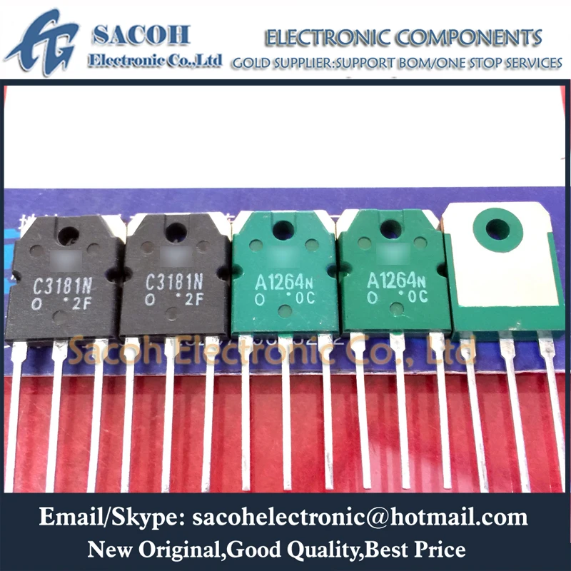 

Free Shipping 10Pairs 2SA1264 2SA1264N A1264N + 2SC3181 2SC3181N C3181N TO-3P POWER AMPLIFIER APPLICATION