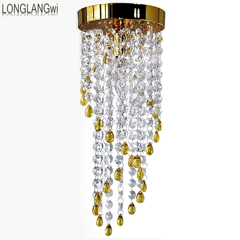 

Free shipping Art aisle luxury crystal lamp balcony Crystal Ceiling Villa club LED Crystal Ceiling Lights