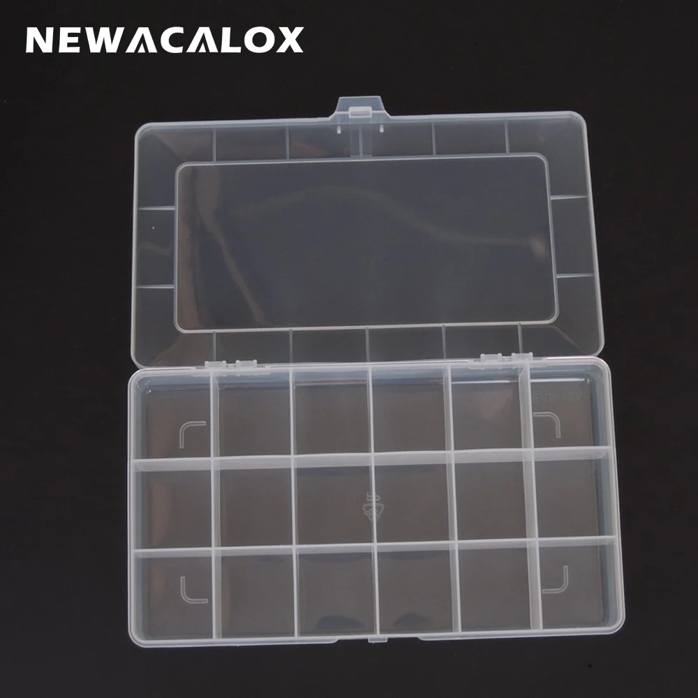 Caja de herramientas de plástico NEWACALOX caja de almacenamiento de componentes electrónicos transparente caja de Metal SMD piezas de tornillo herramienta de bricolaje