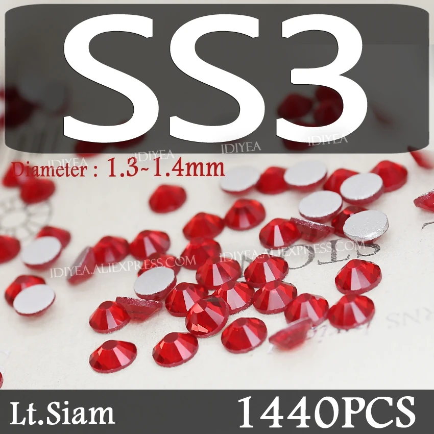 Lt. Siam смешанные размеры SS3-SS10 SS4-SS30 Стразы для дизайна ногтей украшения не горячей фиксации хрустальные ногти блестит для DIY Декор Маникюр - Цвет: SS3 1440PCS