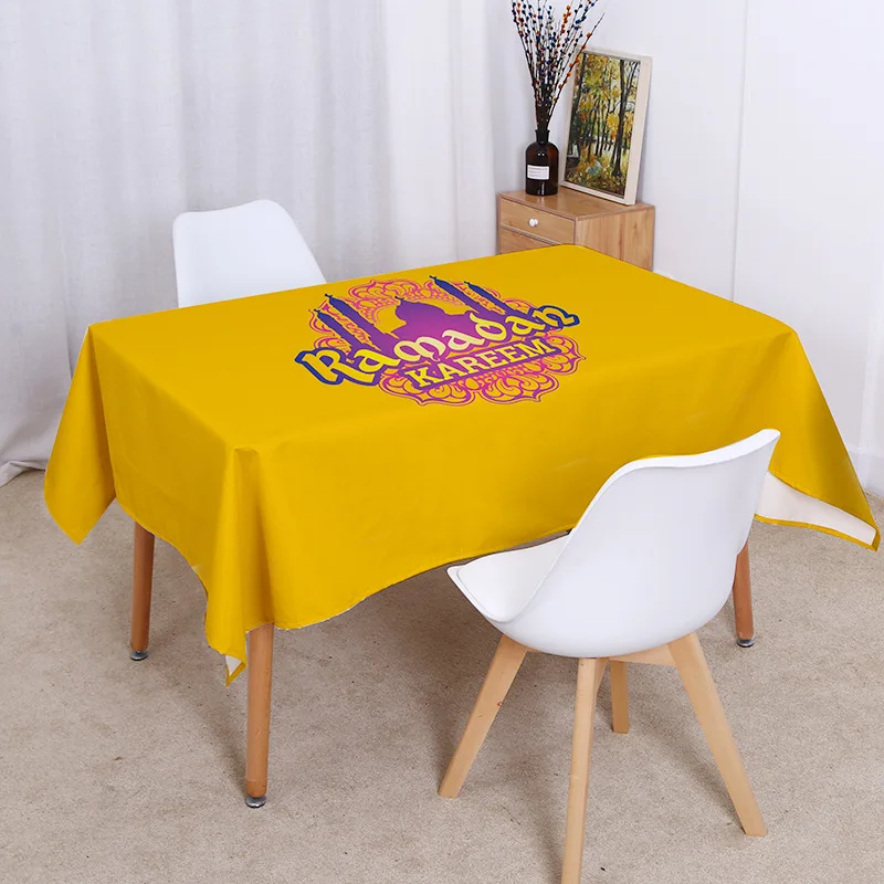 Islamic Eid Mubarak Lantern Crescent Waterproof Tablecloth Luxury Muslim Ramadan Kareem Mosque Worship Decoration Table Cloth B75-6