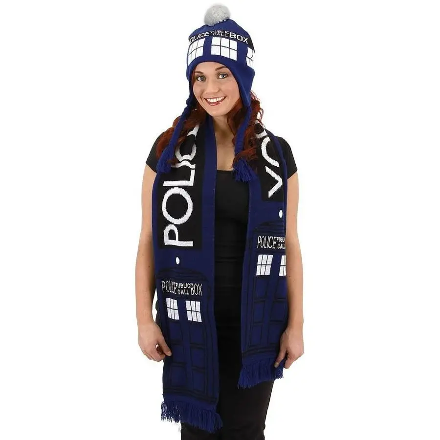 

2017 Dr Doctor Who Cosplay Tardis 8' Public Call Box Blue Neckchief Wrap Scarf Halloween Carnival Women Men