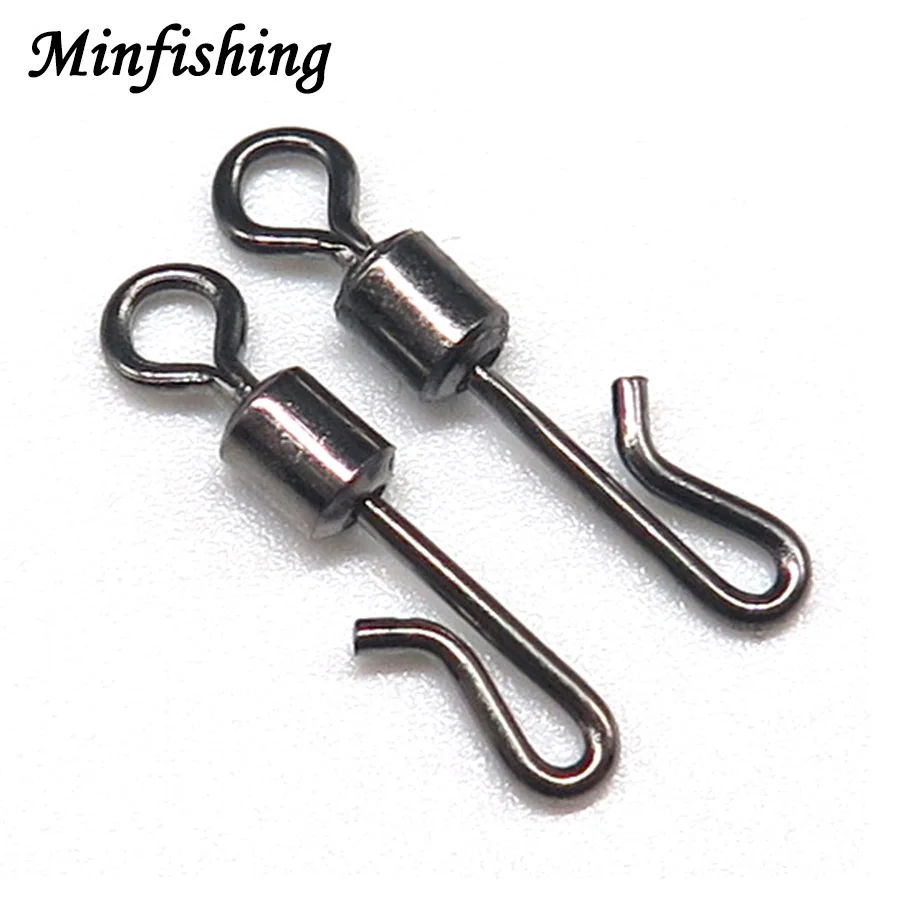 

Minfishing 50pcs Rolling Swivel Type Q Ball Bearing with Solid Ring Fishing Hook Connectors Easy Use for Carp Fishing