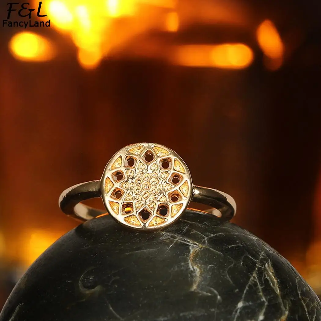 Modyle 9 pc/set Bohemian Gold Color Flower Rings Set for Women Geometric Alloy Knuckle Midi Rings Boho Jewelry