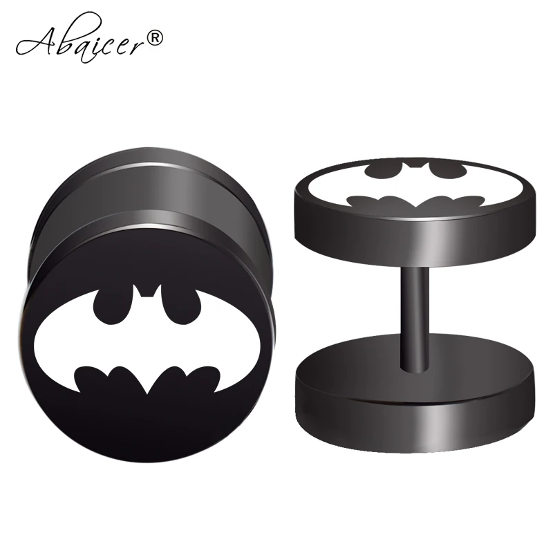 

Abaicer - 2pcs/Lot Batman Fake Ear Gauge,Plugs and Tunnels,Fake Ear Piercing Expander Stretcher, Punk Earring Gift For Man