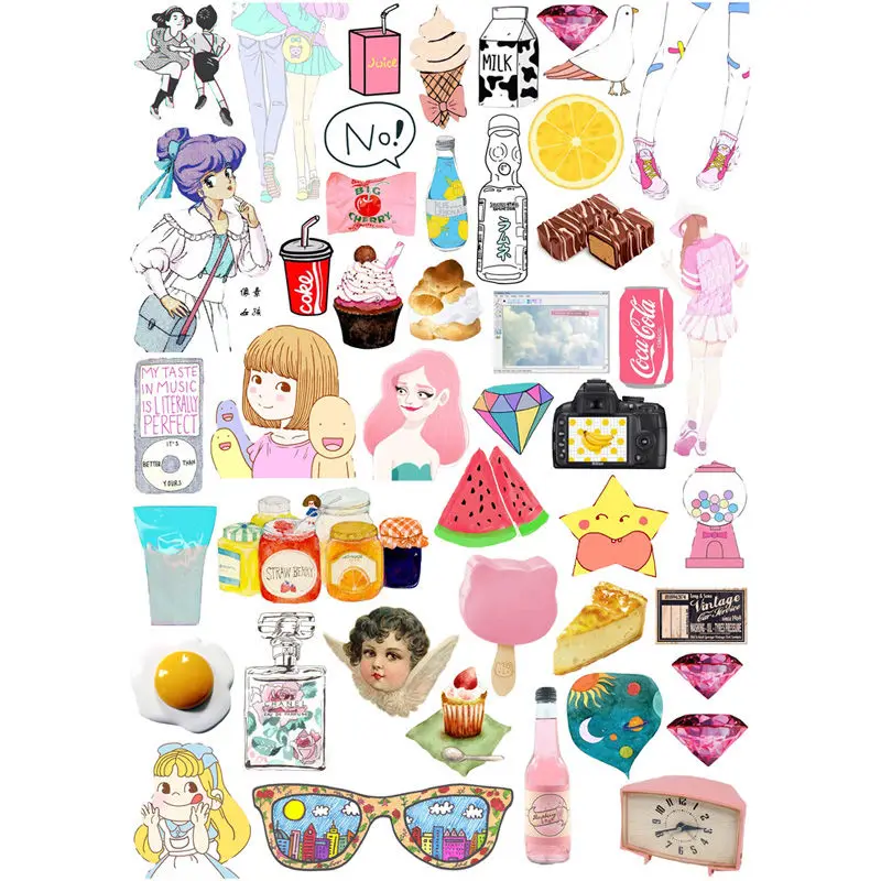 2 pcs/lot Cute Decoration Items DIY Uncut Sketchbook Sticker Pack ...