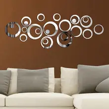 24 unids/set 3D DIY círculos espejo pegatina de pared decoración para TV Fondo Puerta del dormitorio congelador decoración del hogar Decoración de acrílico