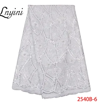 

Nigerian Lace Fabric For White Wedding Dress Beautiful BeadedChiffon Lace Latest High Quality 2019 African French Lace L2540B-2