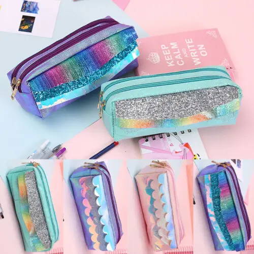 

Glitter Sequins Pencil Case Laser Cosmetic Bag Zipper Women Handbag Fashion UK
