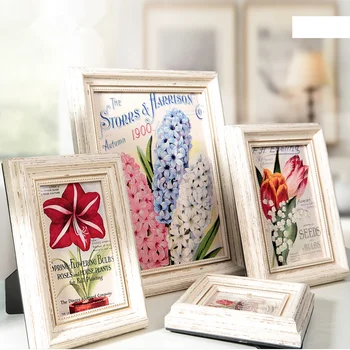 

Vintage Style Desktop Photo Frame 4 Colors 4"6"7"8"10"Picture Frames For Home Decor Retro Wooden Table Frames marcos para fotos