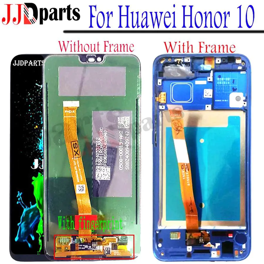 

Original huawei honor 10 col l29 LCD Display Touch Screen Digitizer COL-L29 + FingerPrint 5.84" For honor 10 display with frame