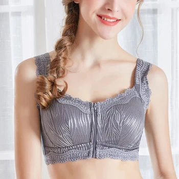 

Women's Front Closure Underwear Lightly Padded Lace Push Up Wireless Bra Big Size Lingeire A B C D 32 34 36 38 40 42
