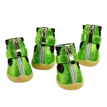 4 шт./компл. зимняя обувь для домашних животных водонепроницаемые зимние ботинки для кошек и собак на молнии Чихуахуа Мопс обувь для кошек товары для домашних животных