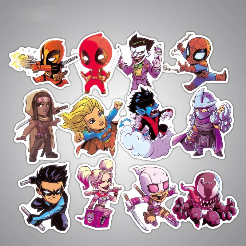 

50 Pcs Cute Waterproof Super Hero Stickers For MARVEL DC Graffiti Sticker For Skateboard Luggage Laptop Notebook Guitar Car