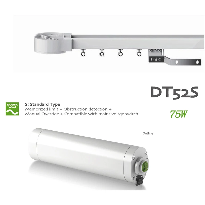 

Dooya AC DT52S 75W Electric Curtain Motor,Silence track 4m-6m,Remote Control for smart Home automatic for Russian line
