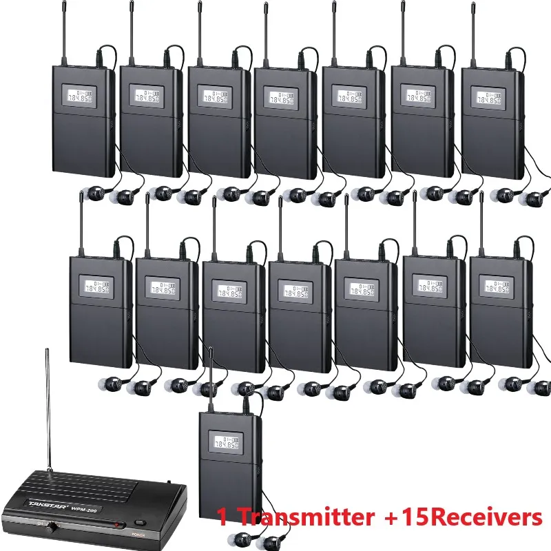

Takstar WPM-200/WPM200 Wireless In-Ear earphone Stage Monitor System for band on-stage performance 1 Transmitter 15 Receivers
