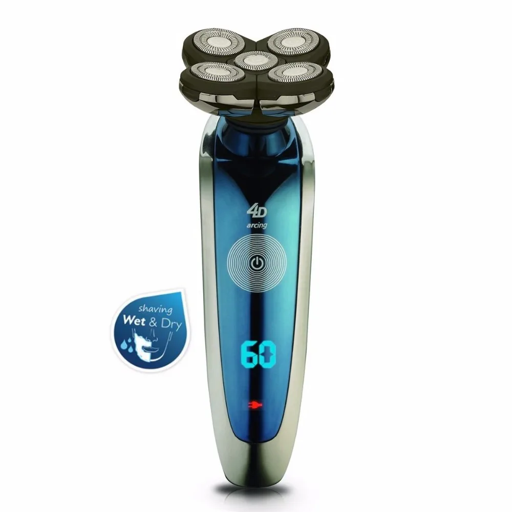 

High quality 5 blade shaver rechargeable electric shaver wet dry Electric Razor For Men face beard shaving machine LED display