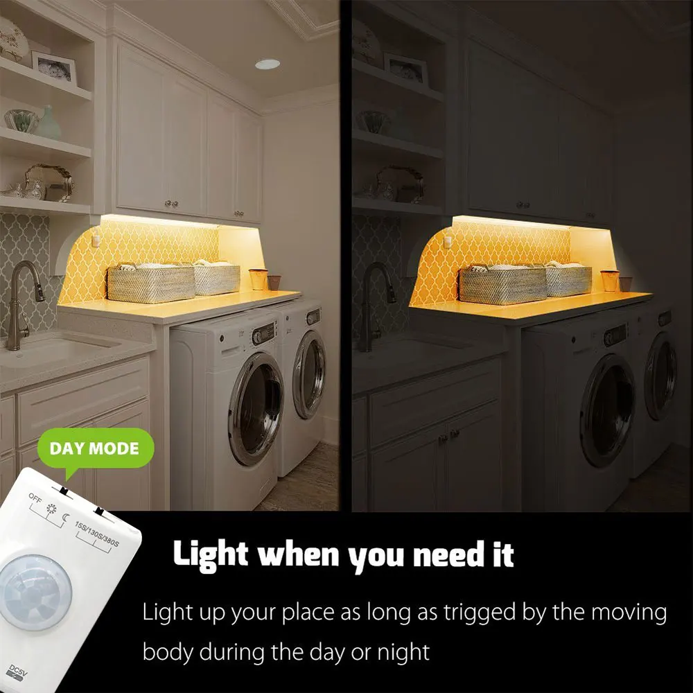 USB Перезаряжаемый Налобный фонарик светодиодная лента, двойной режим движения Активированный свет кровати автоматическое отключение таймер для кухонной лестницы шкафа