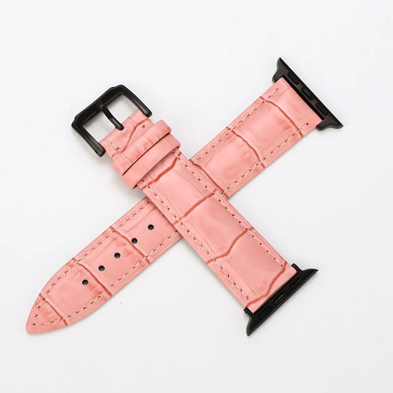 Ремешок для Apple Watch кожаный ремешок для iwatch Бабочка Пряжка браслет для Apple Watch 4 44 мм 38 мм 42 мм 40 мм ремешки - Цвет ремешка: Pin-pink--black