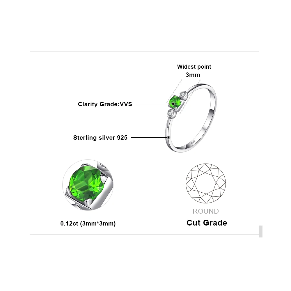 Jewelrypalace 0.15ct натуральная хром диопсид белый топаз кольцо с камнем спилд 925 Серебряное кольцо для Для женщин Красивые ювелирные изделия