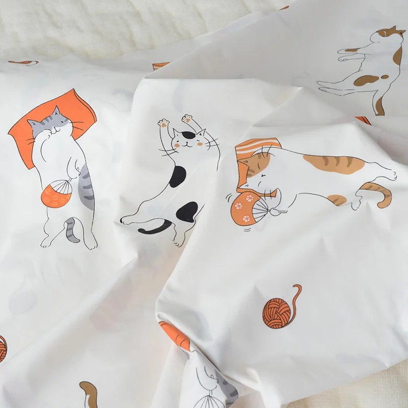 

235x50cm Cat Twill Cotton Fabric DIY Children's Wear Cloth Make Bedding Quilt Decoration Home 280g/m