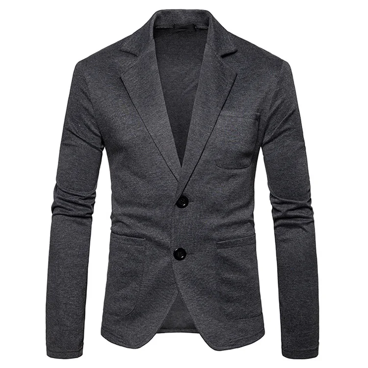 Мужские трикотажные костюмы, блейзеры, Модный повседневный приталенный однобортный пиджак на двух пуговицах, мужской пиджак Terno Masculino 2XL - Цвет: Dark Gray