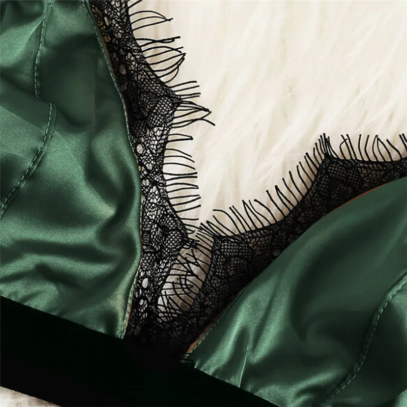 Fashion Women Summer Sexy Satin Lace Lingerie Casual Daily Nightwear Patchwork Sleepwear Lingerie Underwear Sleepwear Set #4A22 (18)