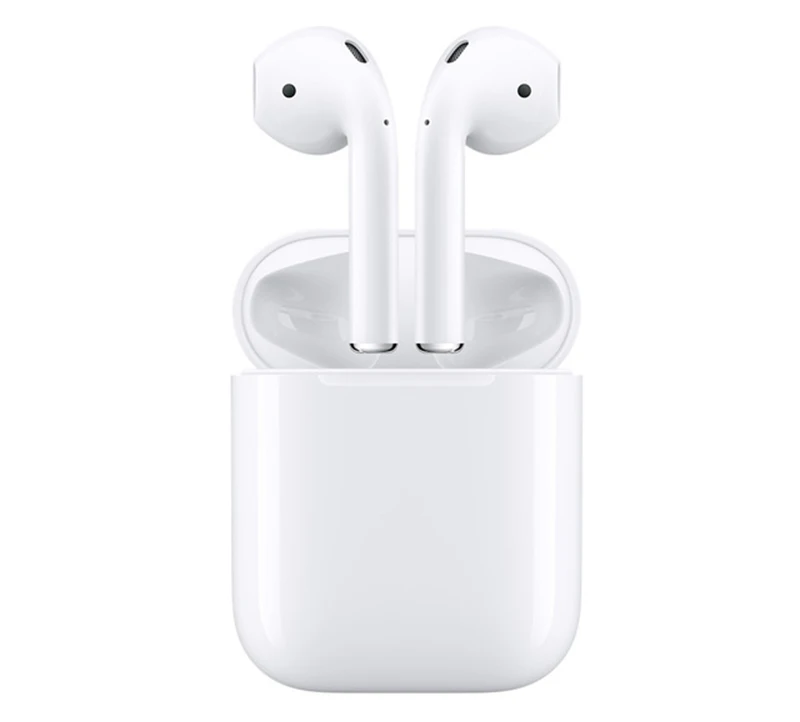 Оригинальные беспроводные наушники-вкладыши Apple Airpods 2-го типа, Bluetooth наушники TWS Deep Bass, мощный аккумулятор, чехол для зарядки - Цвет: with charging case