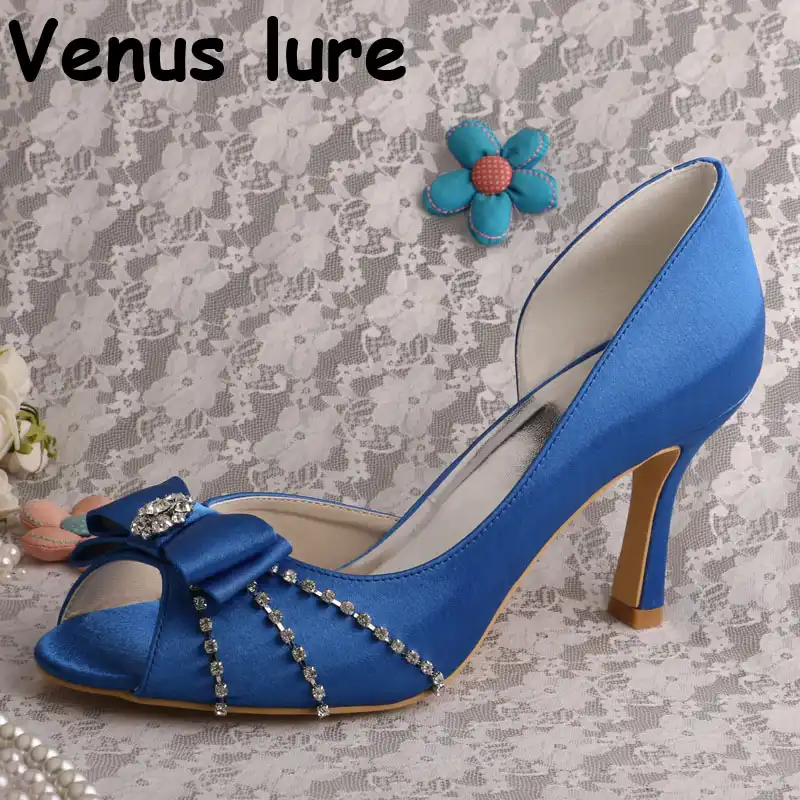 royal blue heels with bow