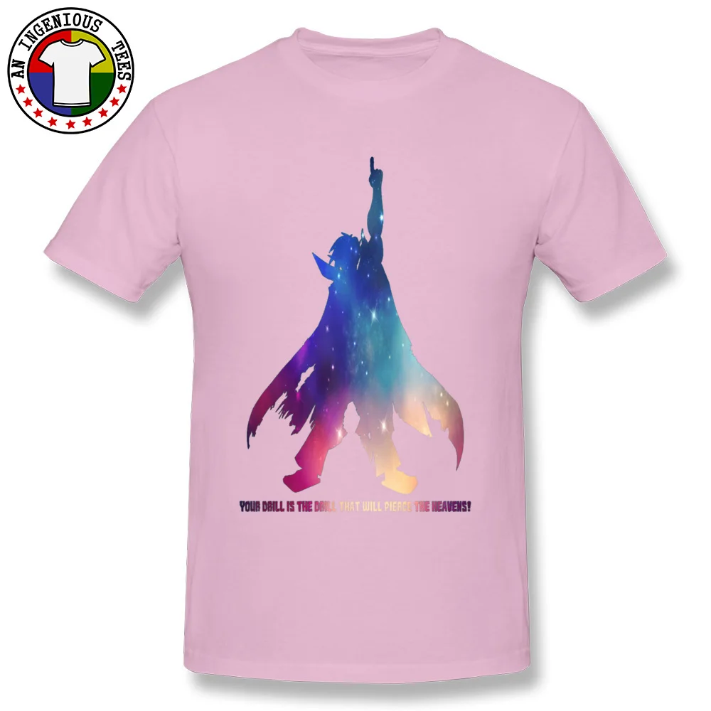 100% Cotton Men Short Sleeve Kamina Gurren Lagann -2830 T-shirts cosie Tops Tees Plain Cool O-Neck T-Shirt Top Quality Kamina Gurren Lagann -2830 pink