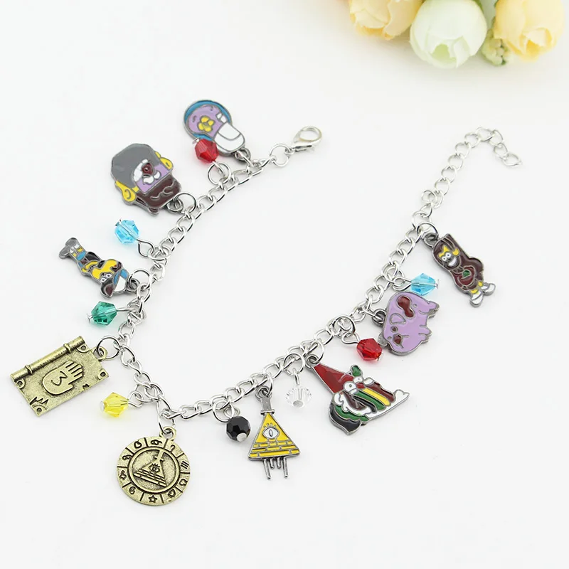 

Anime Bizarre Town Bracelet Gravity Falls Mystery Town Women Cartoon Dipper And Mabel Figure Wristband Chain Jewelry Gift Fans