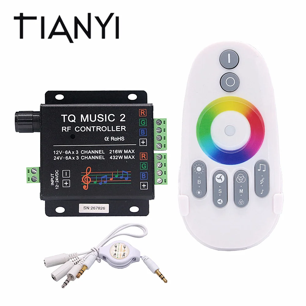 

DC 12V 24V Support WIFI Music RGB LED Controller RF Audio control 18A 3 Channel Music 2 LED RGB Controller For LED Strip