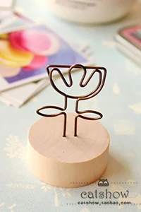 zakka retro photos show Creative Pastoral ornaments seat iron log message Clip Notes folder name card holder - Цвет: Белый