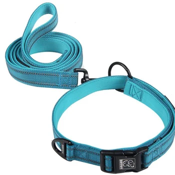 

Strong Pet Collars Leashes Set Reflective Nylon Chain Belt Small Medium Dogs Outdoor Walking Rope Metal Buckle Adjustable Neck