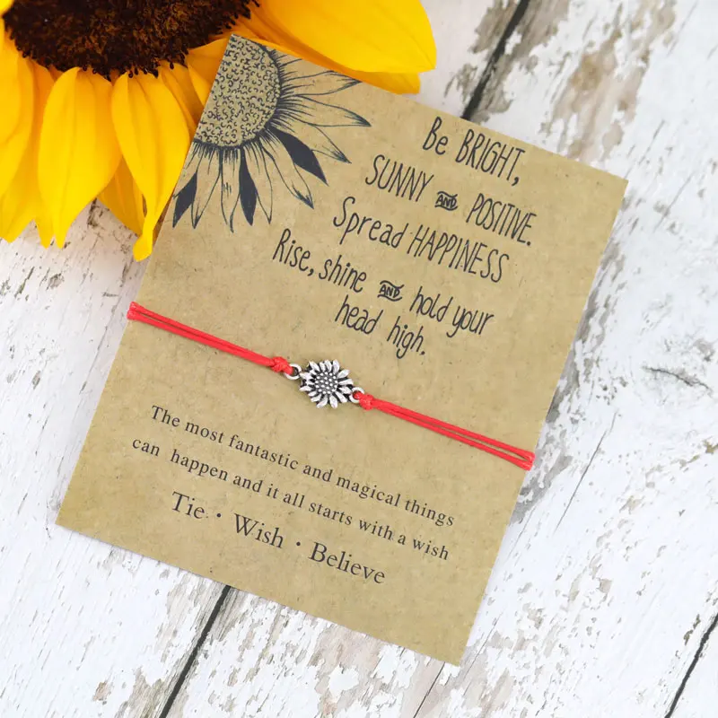 Vintage Jewelry Sunflower Designer Bracelets Sunflower Quote Wish Bracelet Sister Love Friendship Bracelets Women Gifts