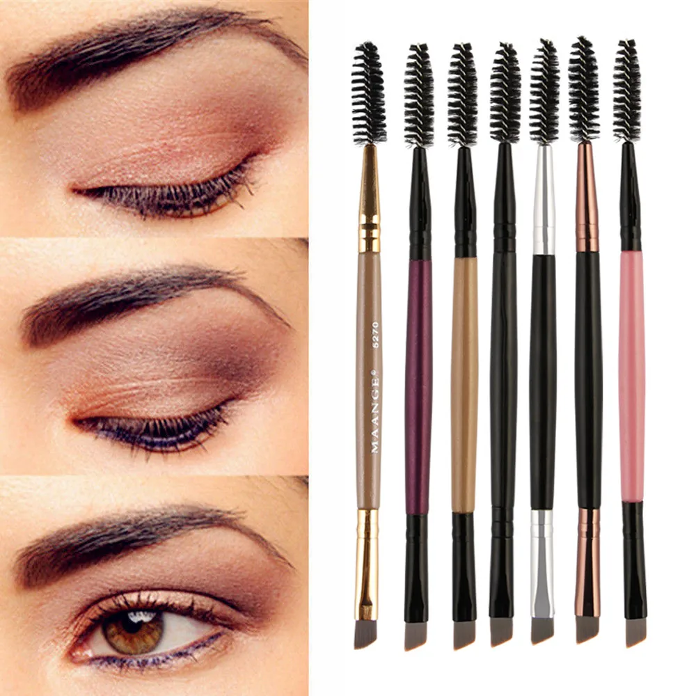 

Women's Makeup Brush Eyebrow brush Wood Handle Double Sided Eyebrow Flat Angled Brushes AF50