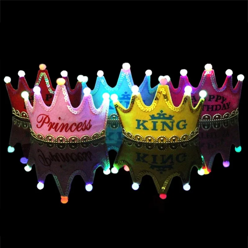 Colourful Crown Shaped LED Kids Birthday Party Hat-0