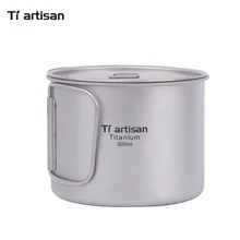Tiartisan 900ml Pure Titanium Pot Outdoor Camping Ultralight Titanium Bowl with Cover larger Capacity Picnic Cookware