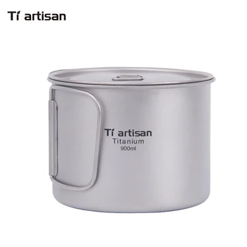 Tiartisan 900ml Pure Titanium Pot Outdoor Camping Ultralight Titanium Bowl with Cover larger Capacity Picnic Cookware keith 550ml titanium bowl ultralight camping travel tableware single wall and double wall pure titanium bowls for choose