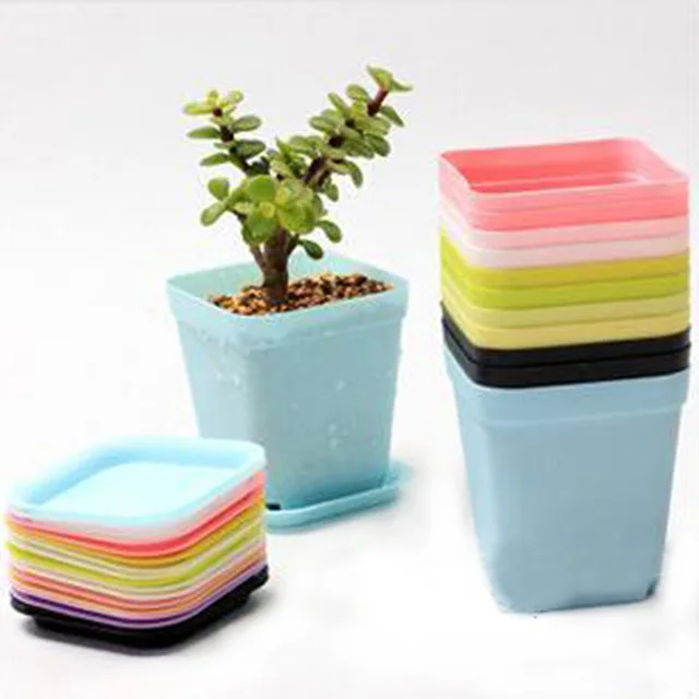 8sets pot+tray flower pot planters plastic nursery pots flowerpot with